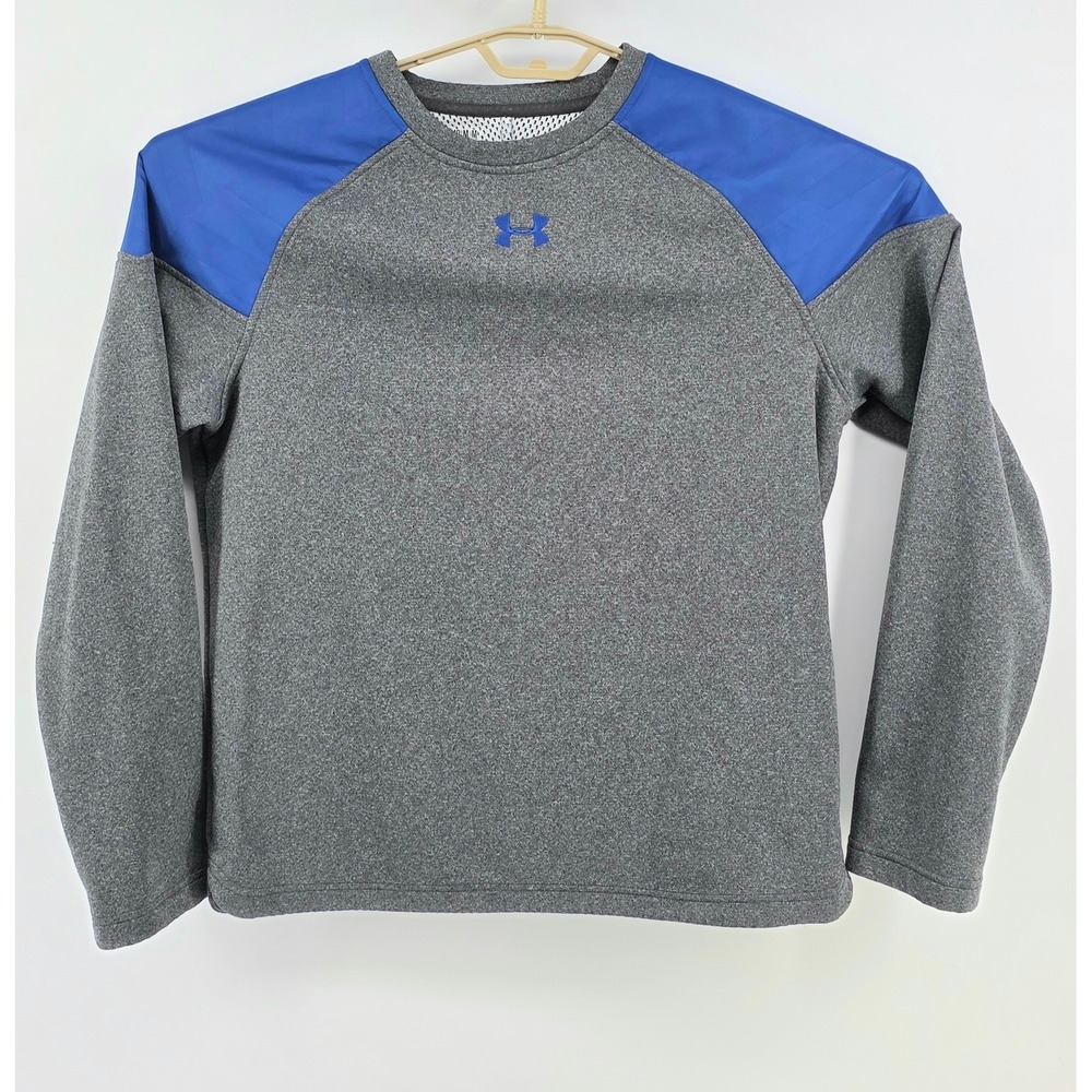 Under Armour Long Sleeve Pullover Sweatshirt Size Medium Mens Gray Blue ColdGear - Picture 2 of 6